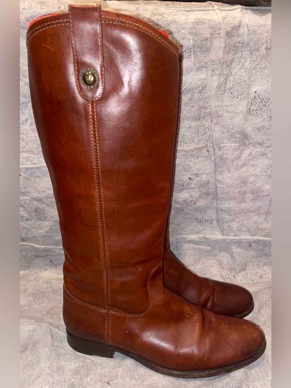 Frye Melissa Button Boots Waxy Brown Leather Riding Campus Boots 9 Women’s Vntg